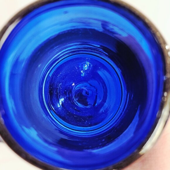 4 Hand blown Cobalt Highball Tumblers 6" ice tea glasses blue water glass artisa - Picture 3 of 8